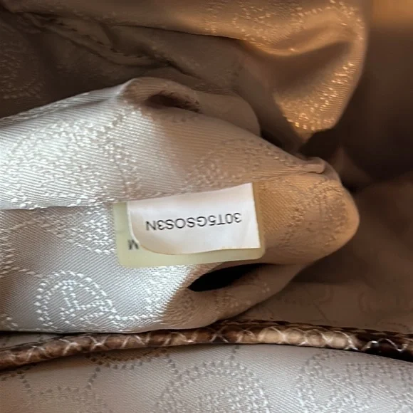 Michael Kors Smythe Khaki Small Dome Snakeskin Embossed Leather Satchel - Picture 12 of 12